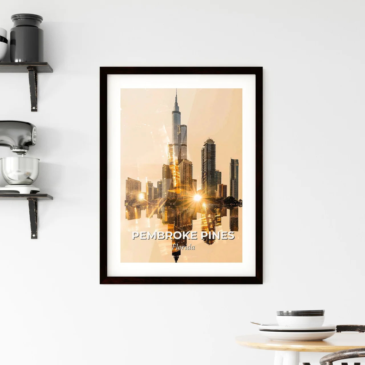 Pembroke Pines Skyline Composite Poster Art Framed Print