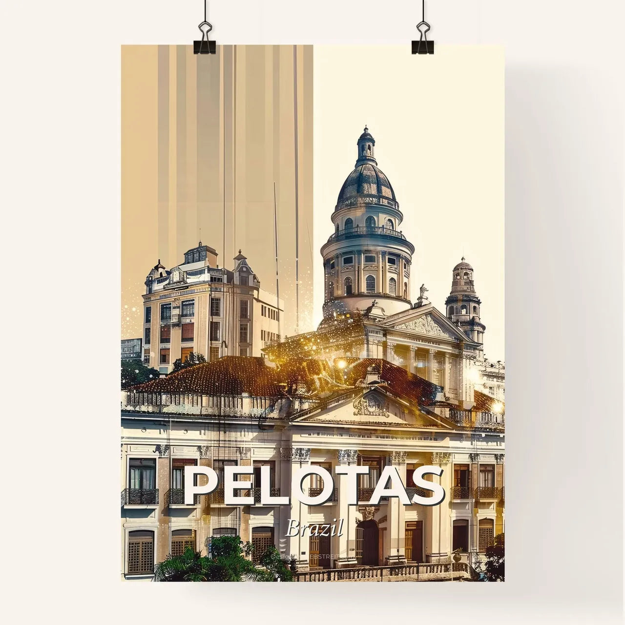 Pelotas Skyline Beige Poster with Local Icons Poster