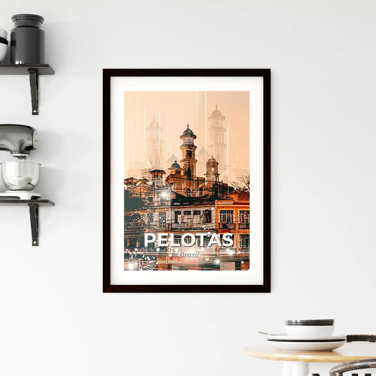 Pelotas Skyline City Art Poster Framed Print