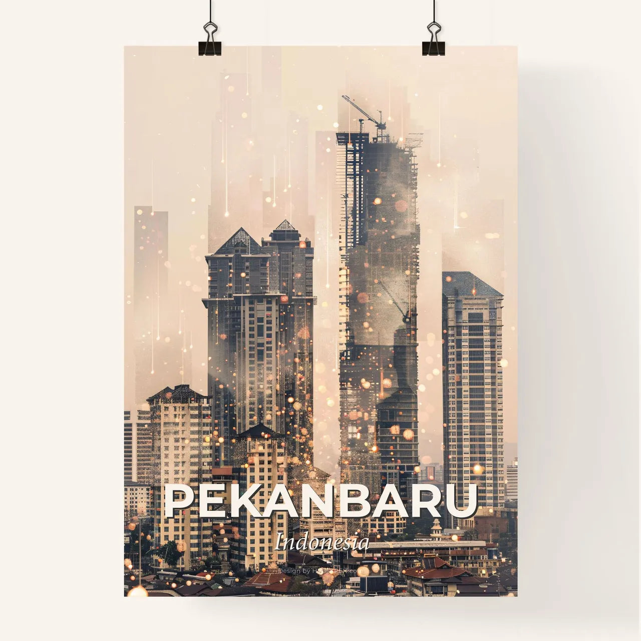 Pekanbaru Skyline Night Glow Art Print Poster