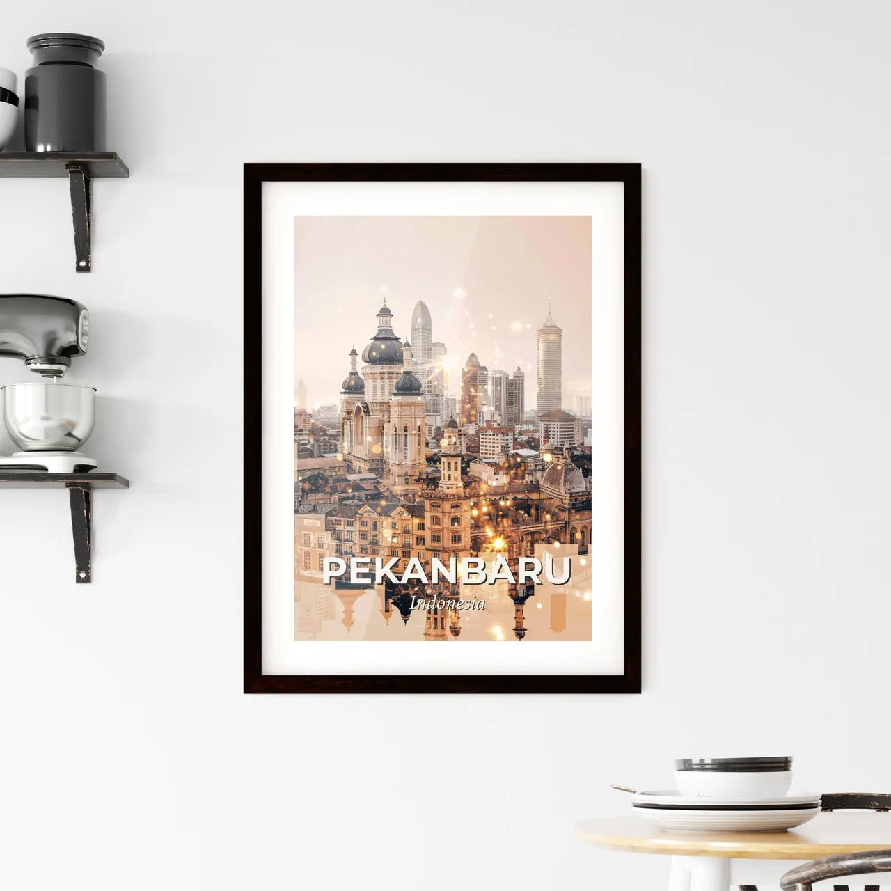 Pekanbaru Skyline Composite Art Poster Framed Print