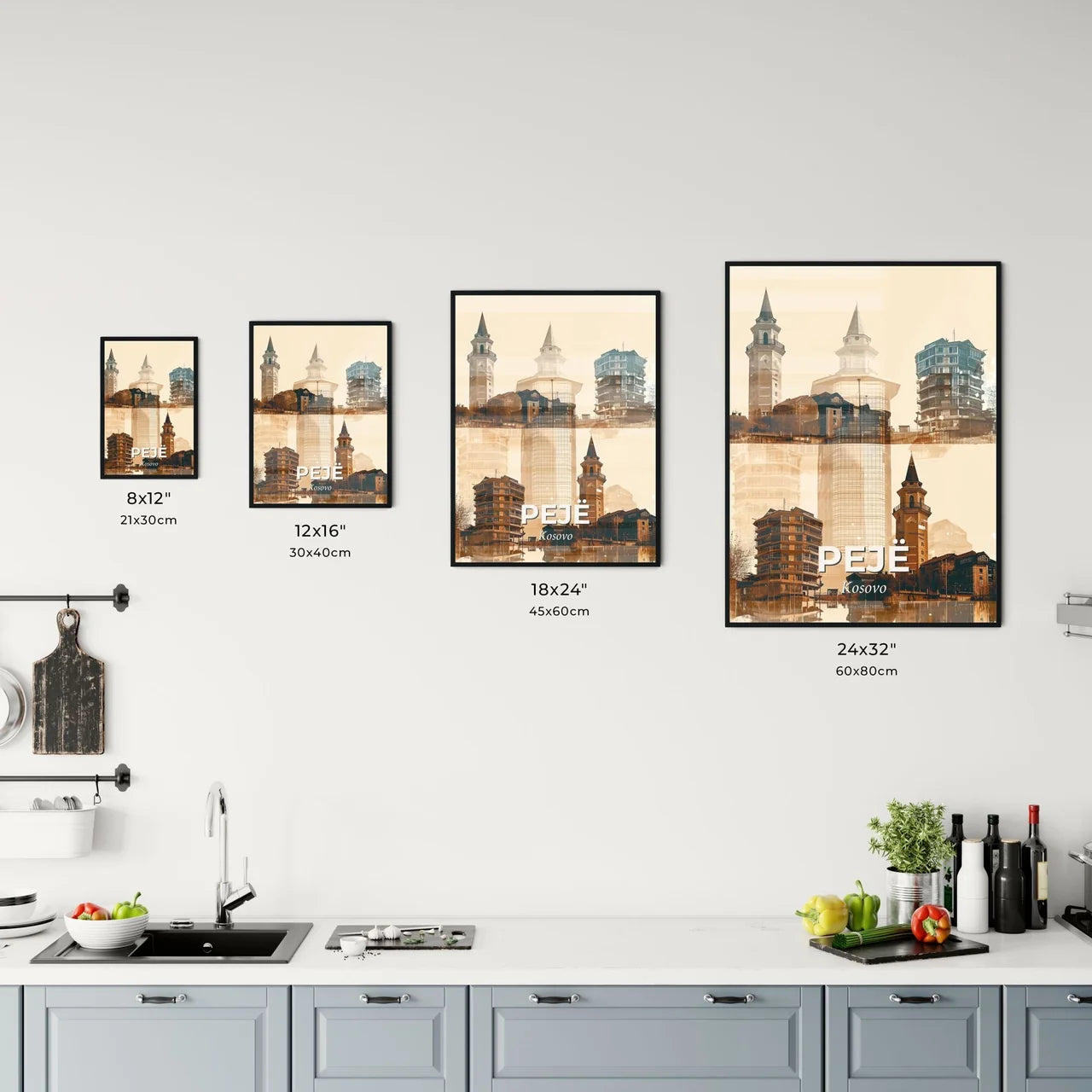 Peje Pristine Skyline Art on Beige Office Art