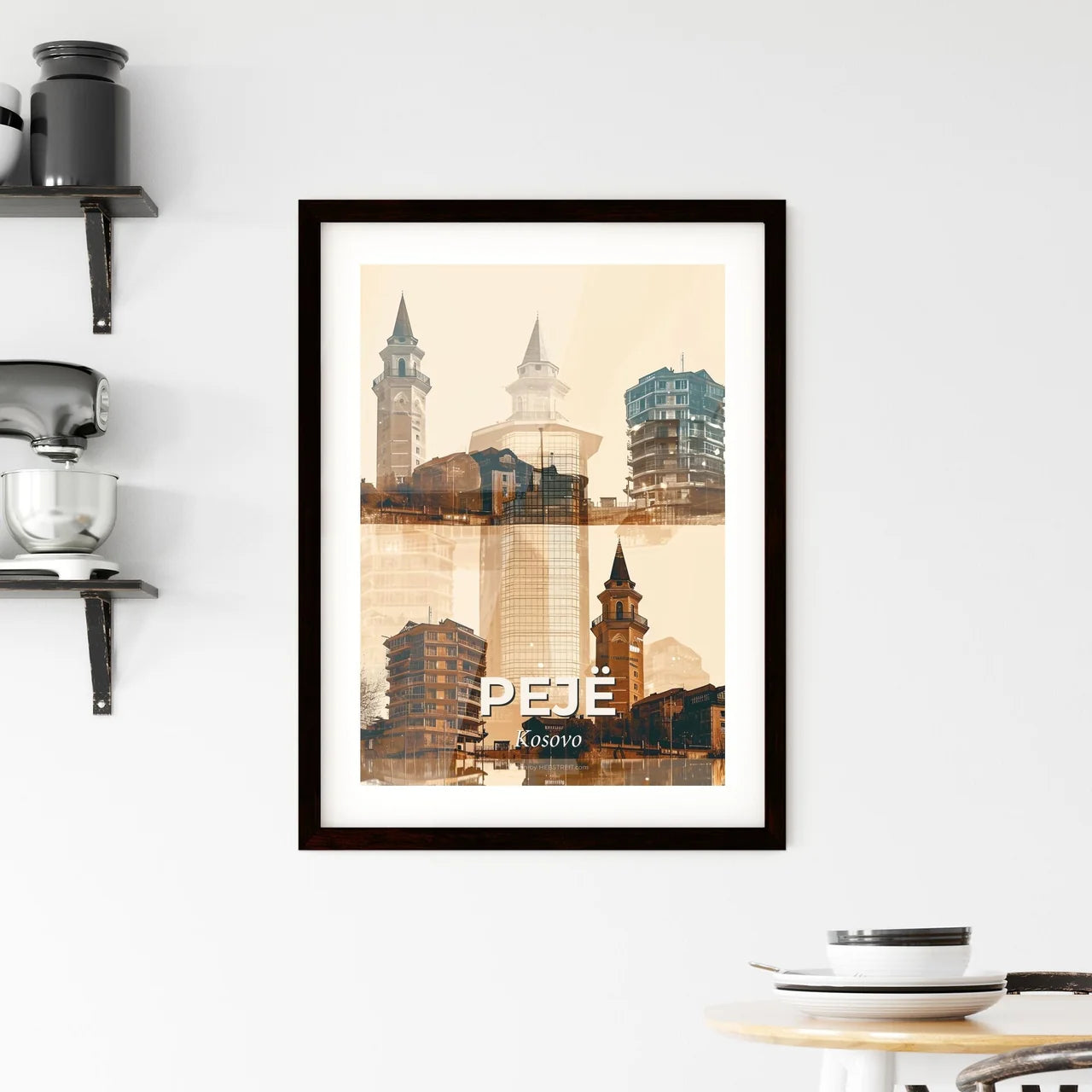 Peje Pristine Skyline Art on Beige Framed Print