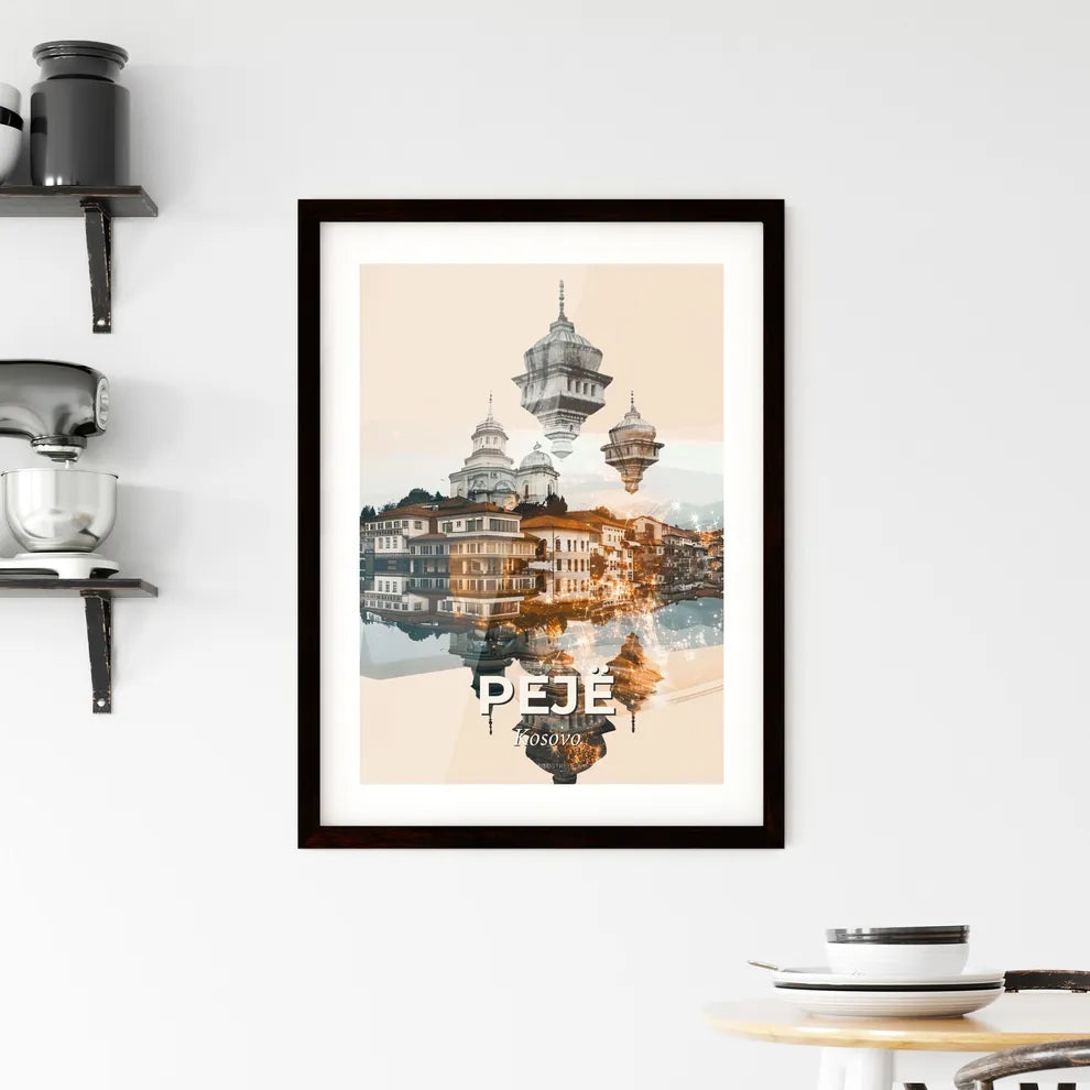 Peje City Architecture Double Exposure Art Poster Framed Print
