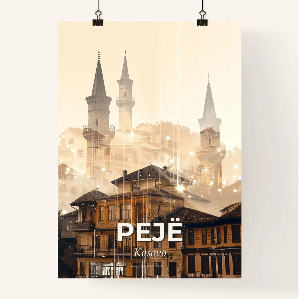 Peje City Skyline Composite Art Poster Beige Poster