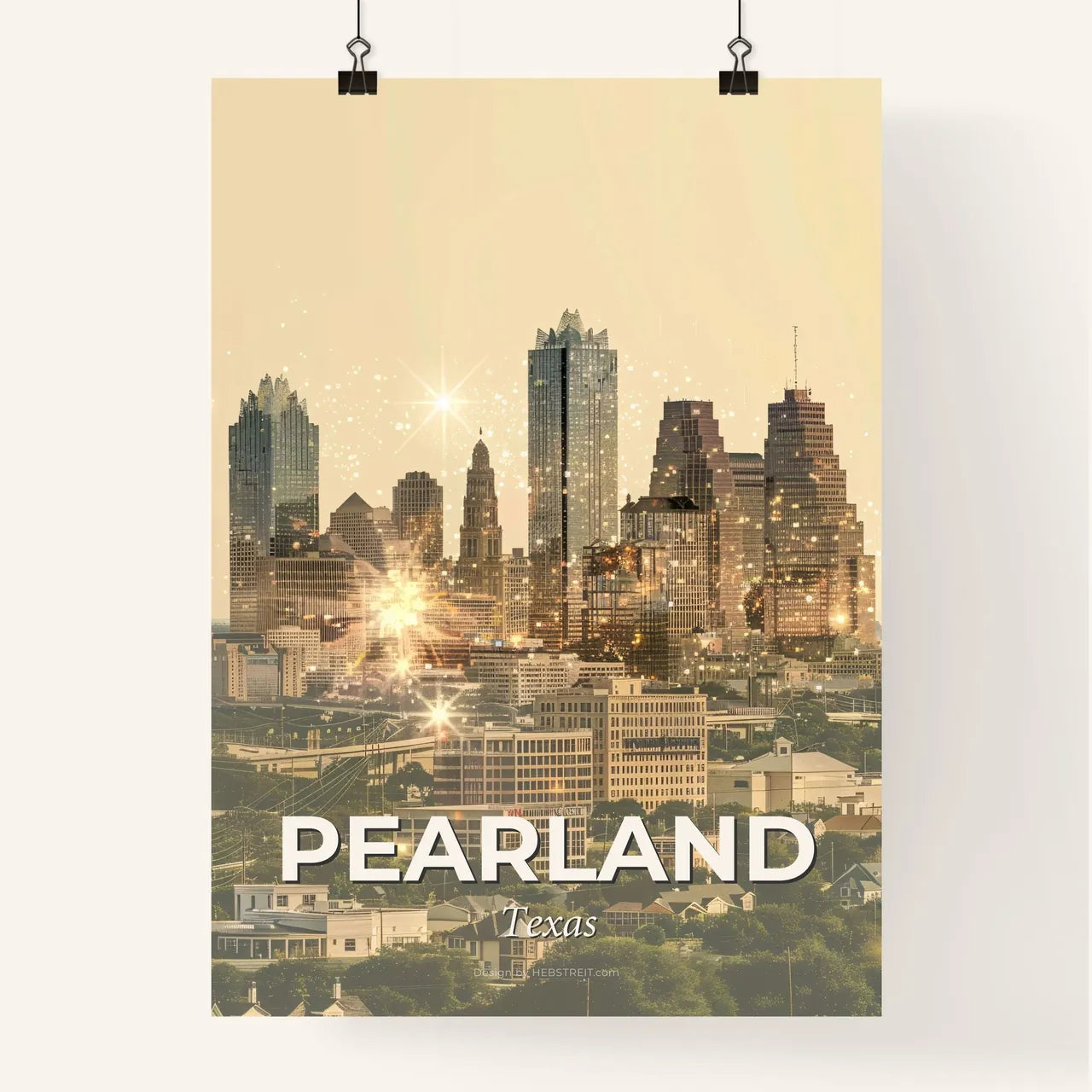 Pearland City Skyline Composite Art Poster Poster