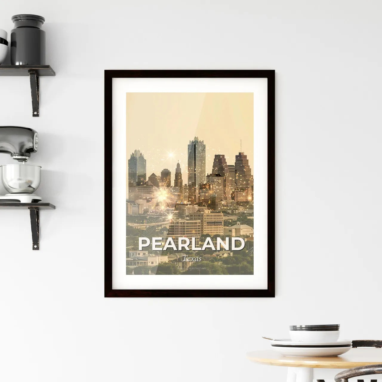 Pearland City Skyline Composite Art Poster Framed Print