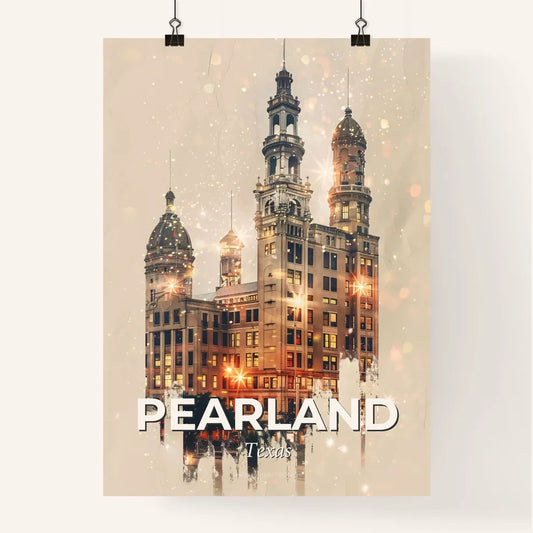 Pearland Skyline Double Exposure City Architecture Poster