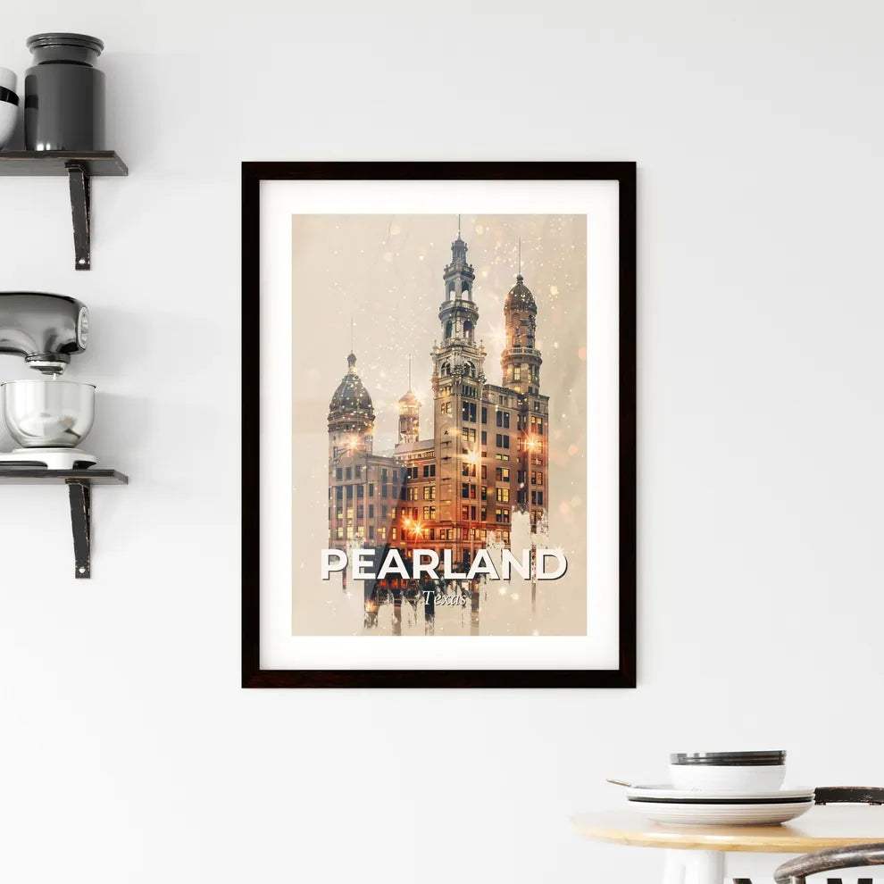 Pearland Skyline Double Exposure City Architecture Framed Print
