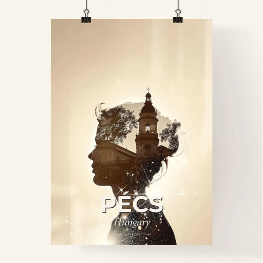 Pecs City Double Exposure Silhouette Art Poster Poster