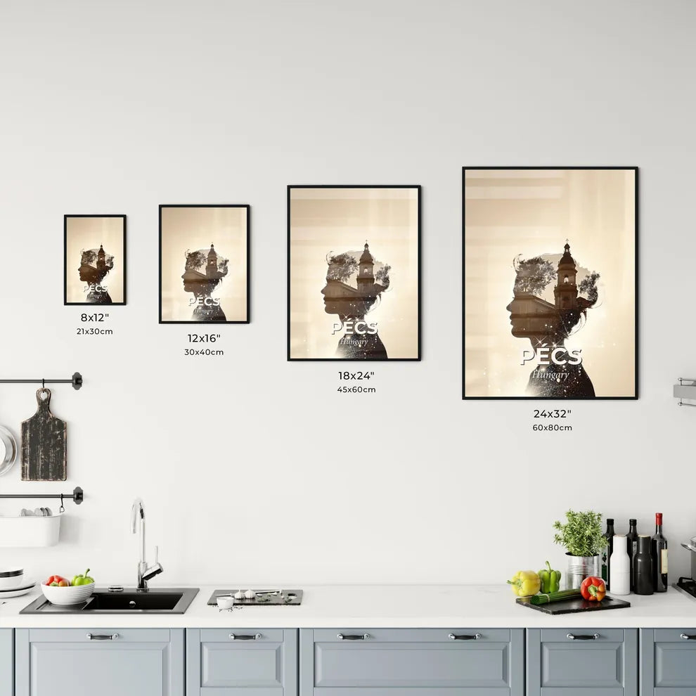 Pecs City Double Exposure Silhouette Art Poster Office Art