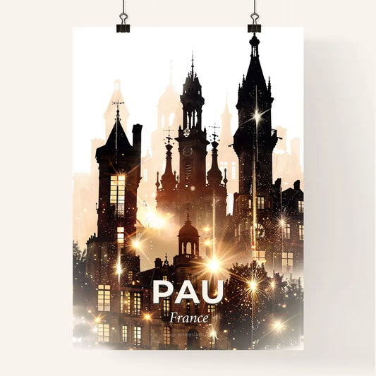 Pau, France: City's Skyline in Double Exposure Art Poster
