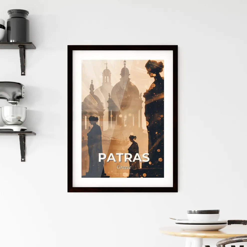 Patras City Skyline Double Exposure Art Print Framed Print