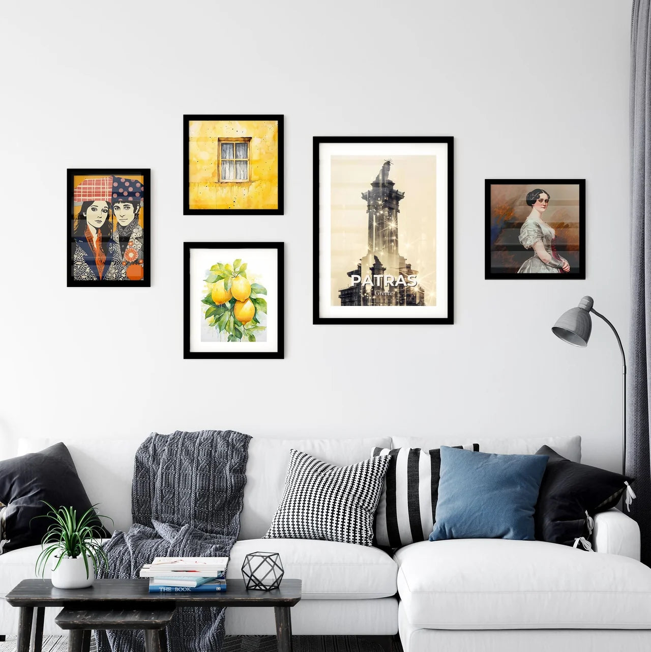 Patras City Skyline Art: Bright Beige Sparkle Silhouette Wall Art