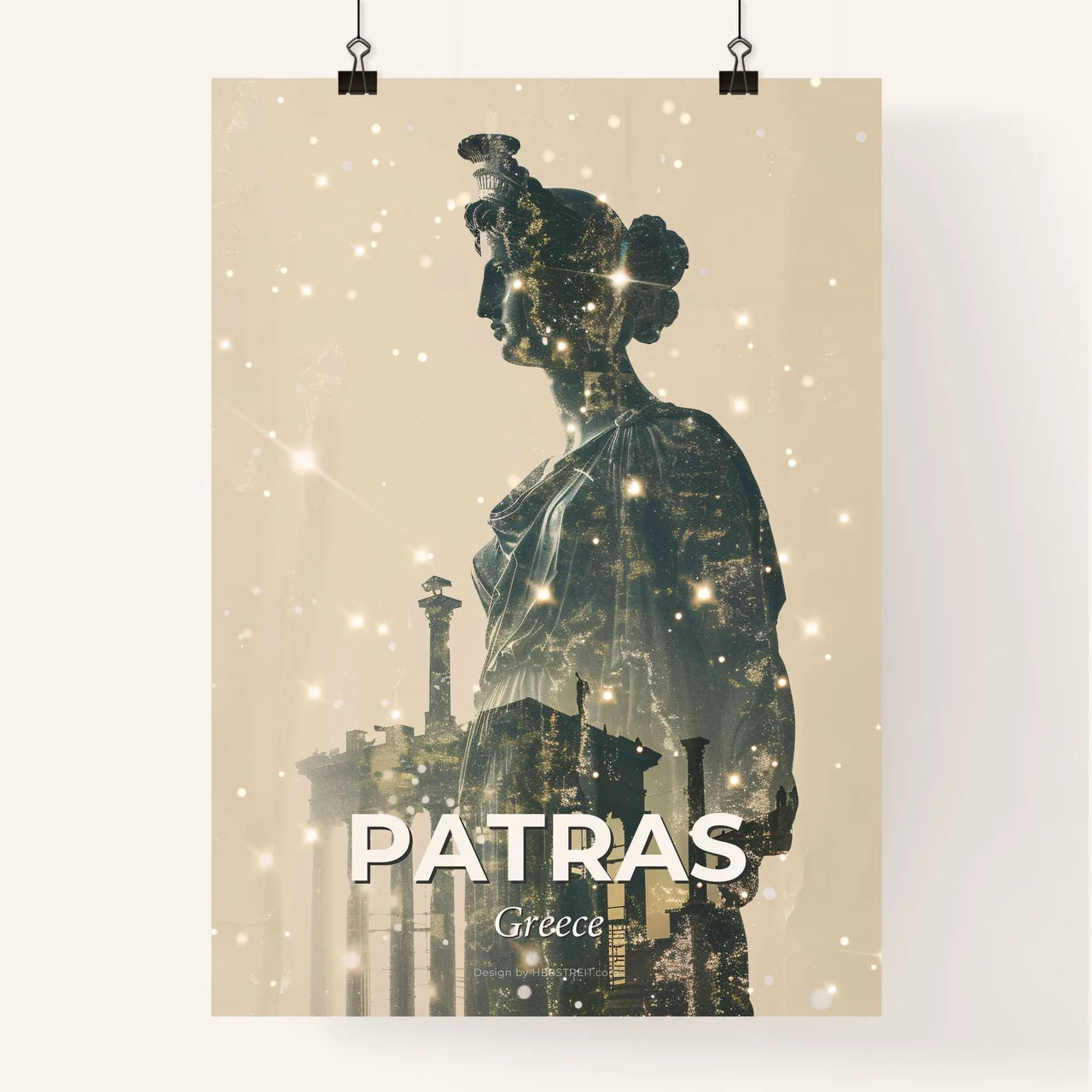 Patras Skyline Art Deco Poster Beige Poster