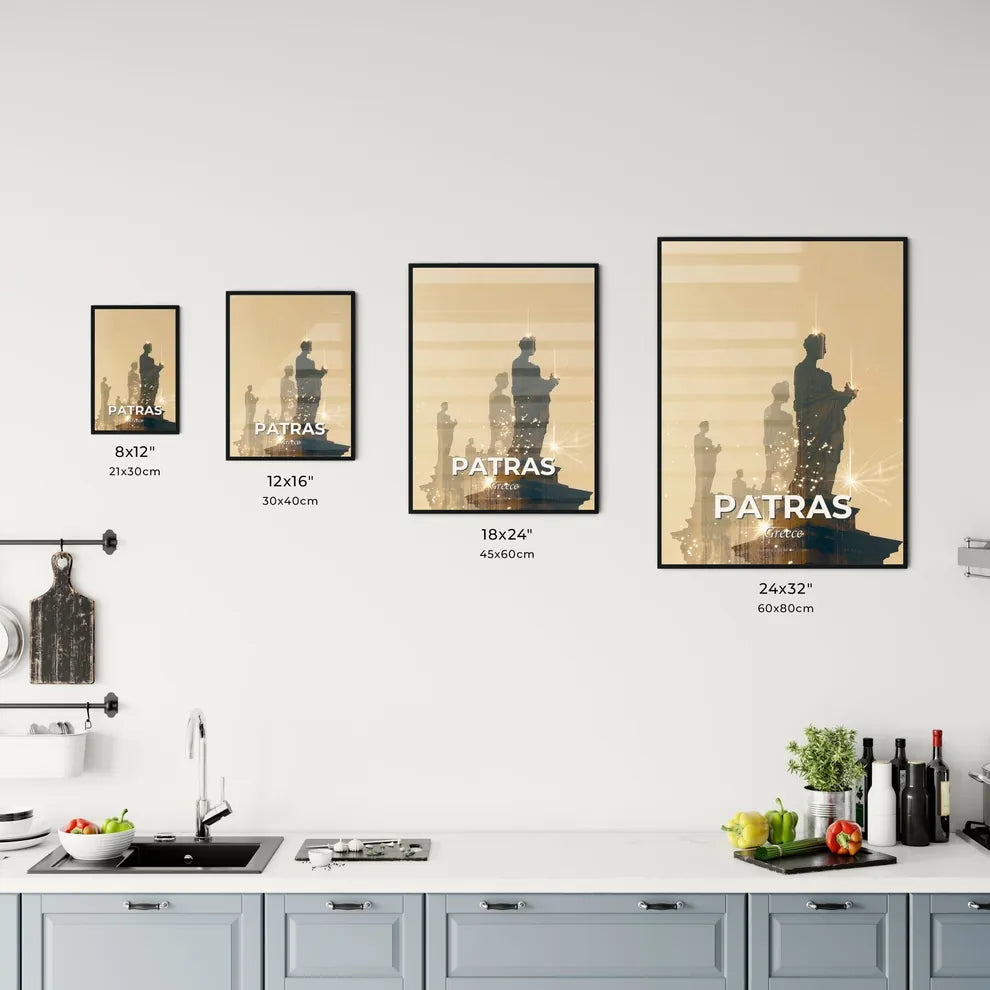 Patras Skyline Composite Art Poster with Sparkle Office Art
