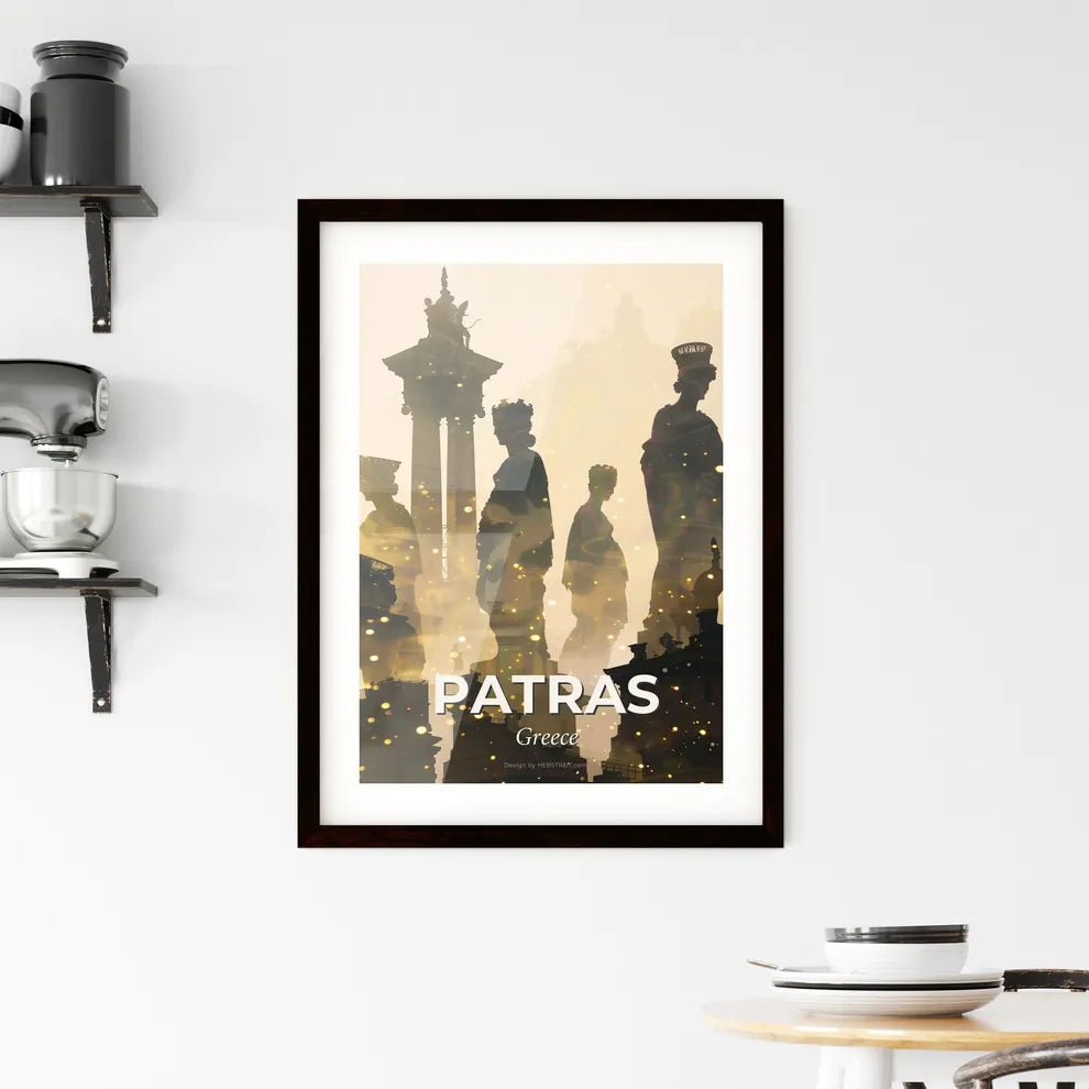 Patras Greece Double Exposure Skyline Art Framed Print