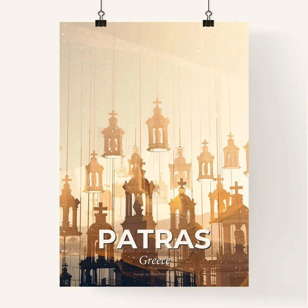 Patras Skyline Double Exposure Poster Art Poster