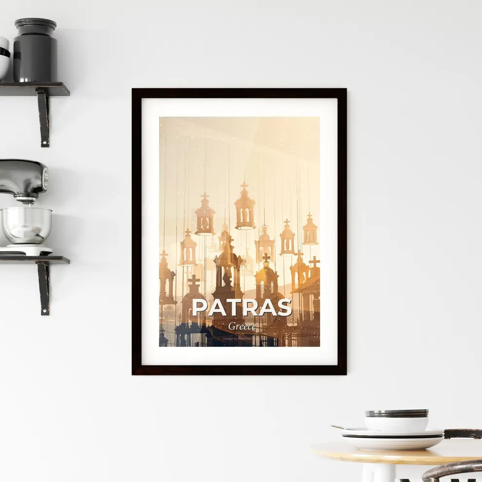 Patras Skyline Double Exposure Poster Art Framed Print