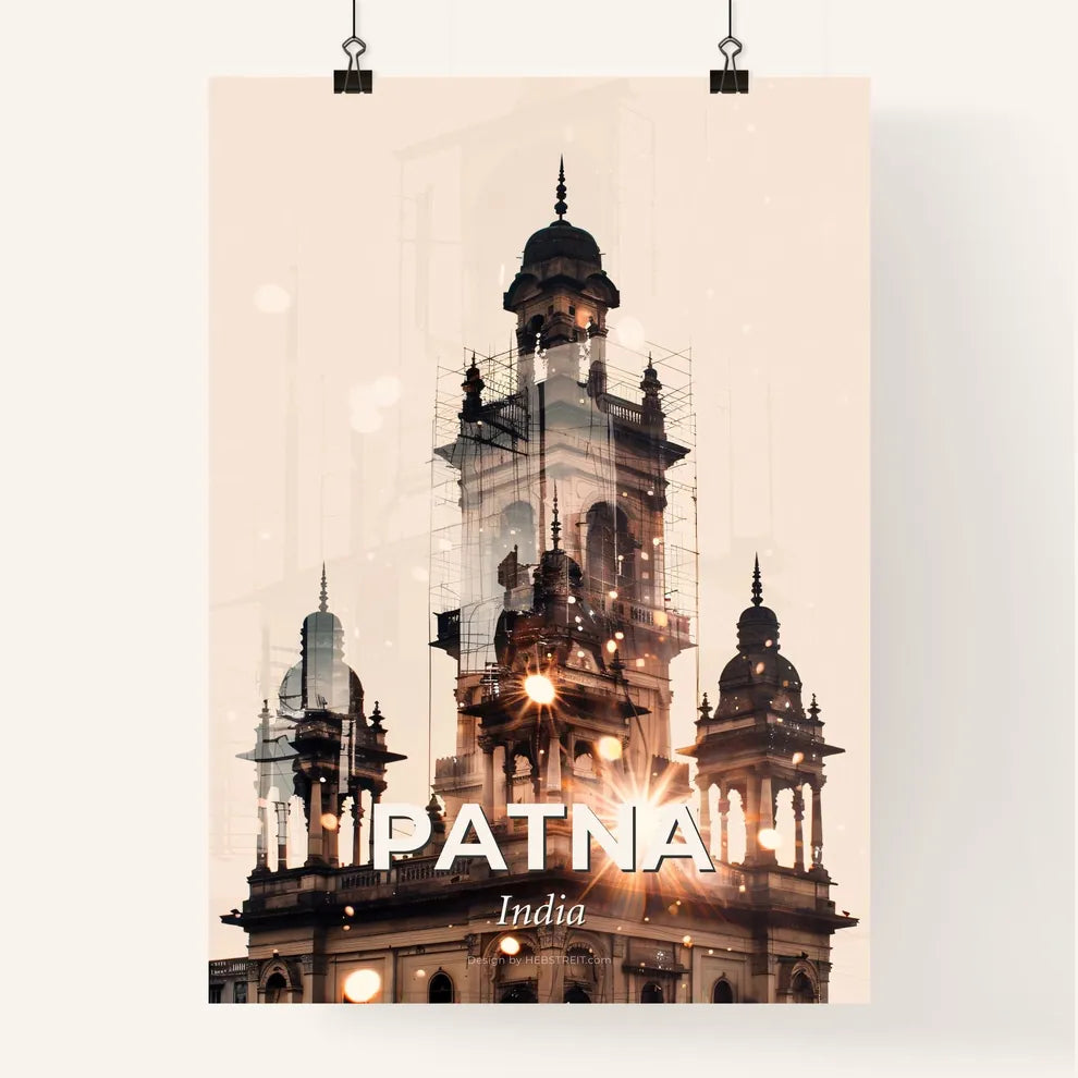 Patna Skyline Sunset Sparkle Art Composite Poster Poster