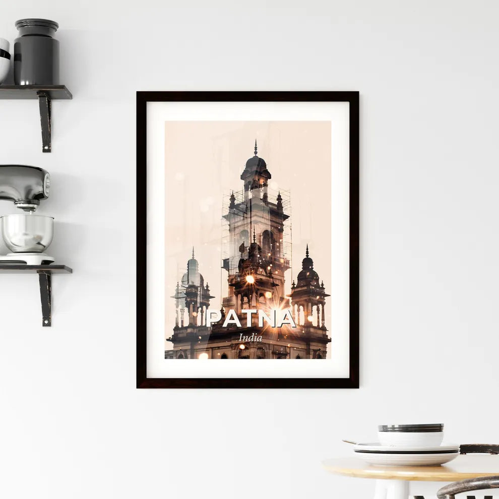 Patna Skyline Sunset Sparkle Art Composite Poster Framed Print