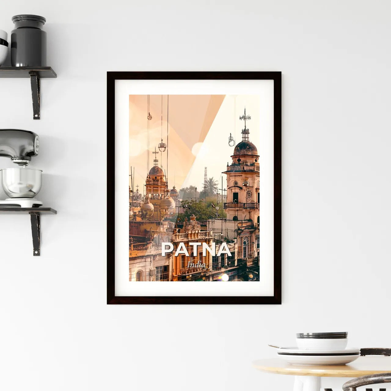 Patna India Skyline Double Exposure Art Poster Framed Print