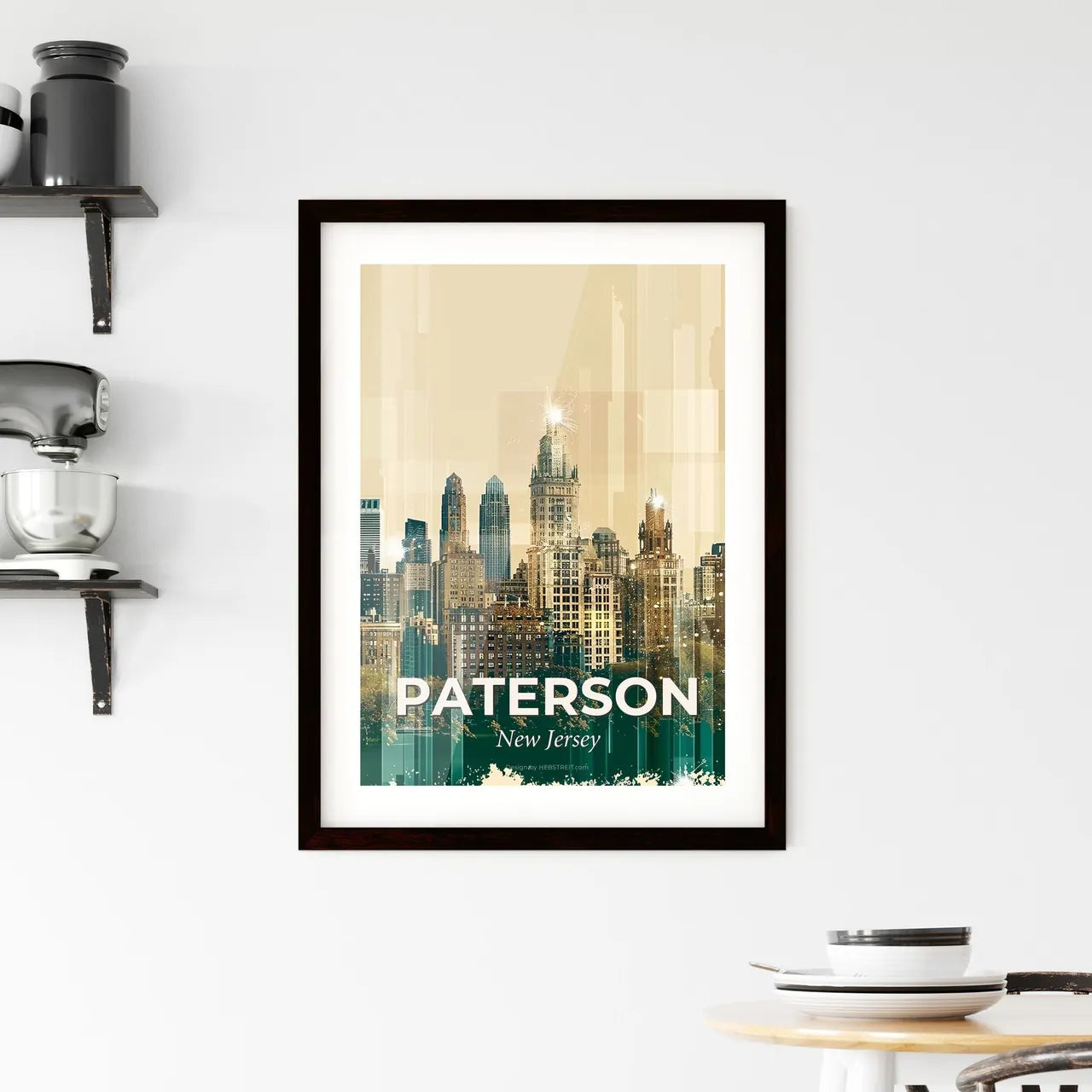 Paterson Skyline Composite Art CityScape Poster Framed Print