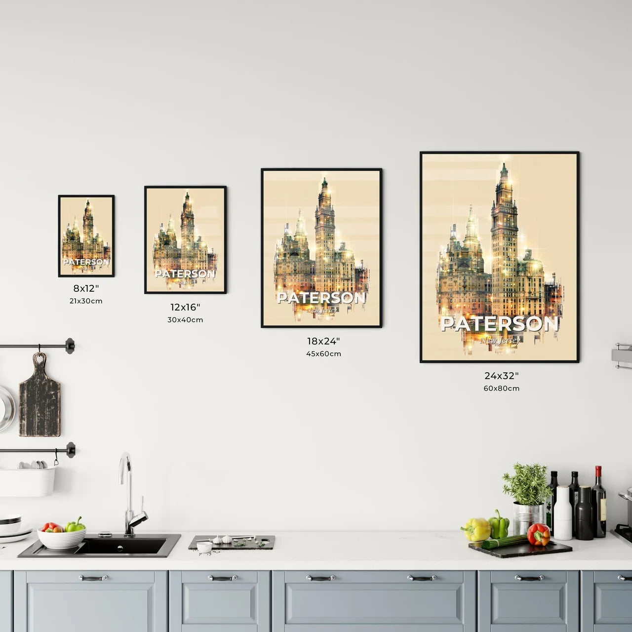 Paterson New Jersey Skyline Double Exposure Art Poster Office Art