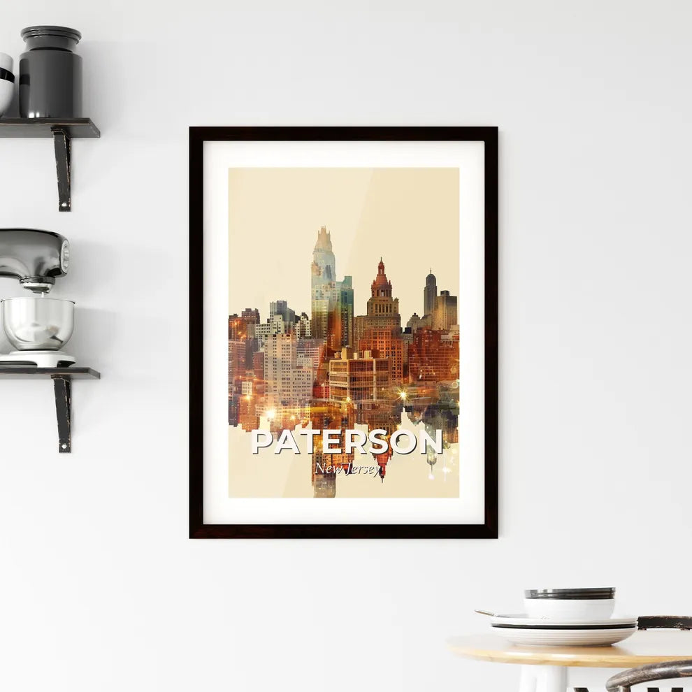 Paterson Skyline Composite Art with Sparkles Framed Print