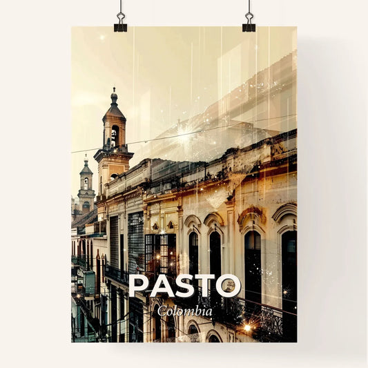 Pasto City Skyline Double Exposure Poster Art Poster