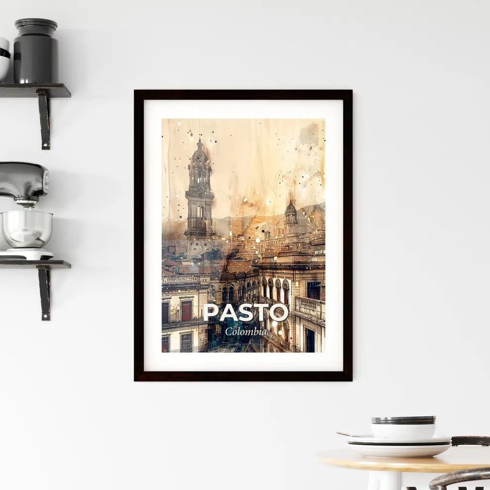 Pasto Double Exposure Composite Skyline Art Framed Print