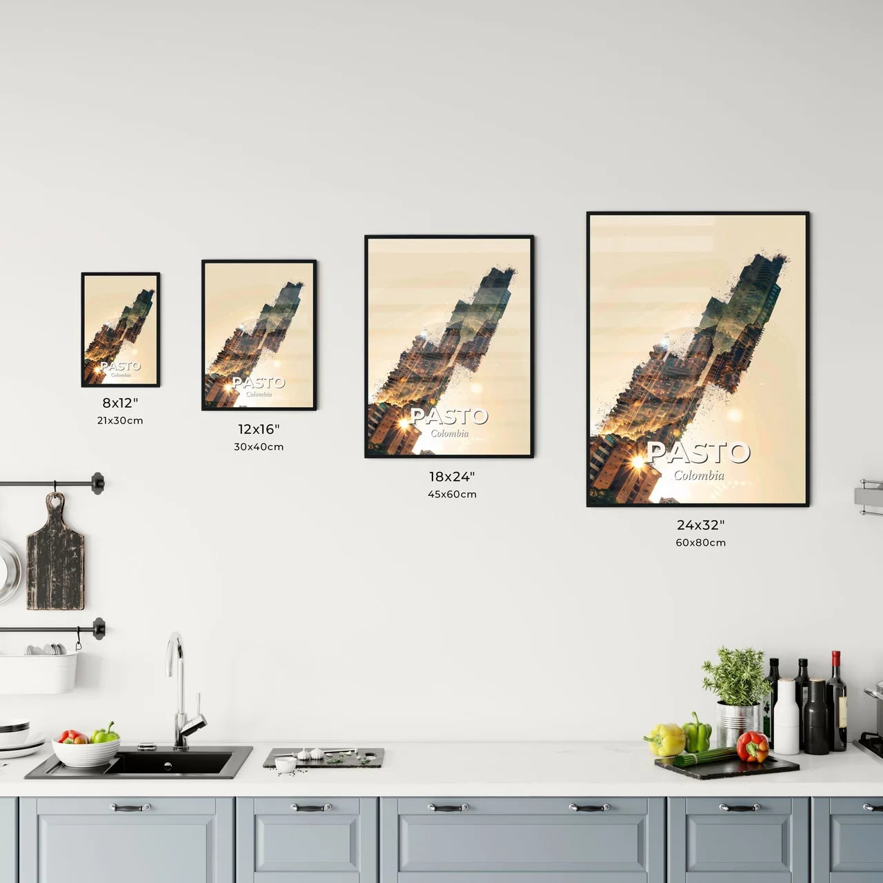 Pasto City Skyline Icon Montage Artwork Office Art