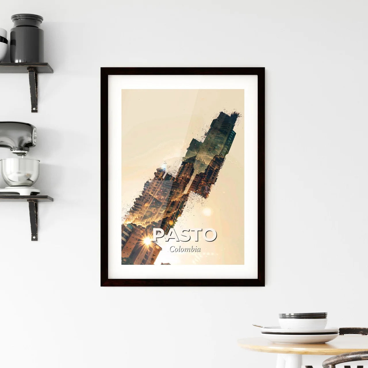 Pasto City Skyline Icon Montage Artwork Framed Print