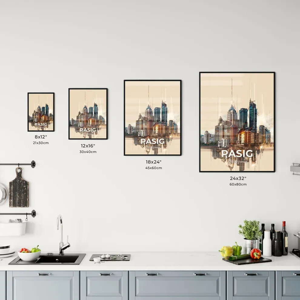 Pasig Skyline Double Exposure Bright Colors Office Art