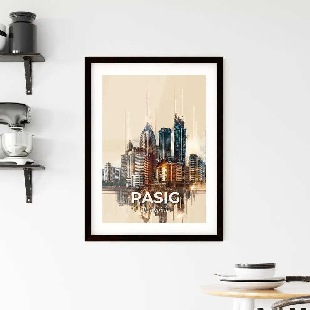 Pasig Skyline Double Exposure Bright Colors Framed Print