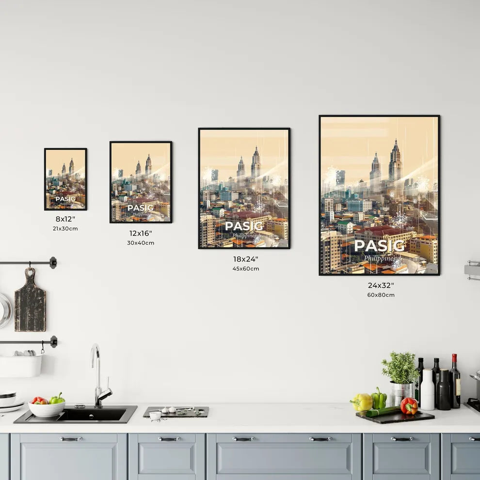 Pasig Skyline Double Exposure Art on Beige Office Art