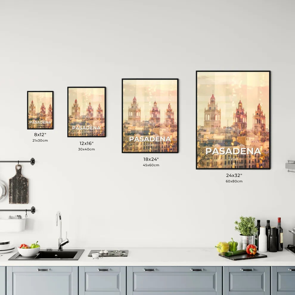 Pasadena Texas Cityscape Artwork Poster Office Art