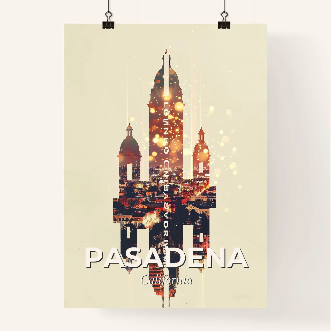 Pasadena Skyline Artistic Double Exposure Poster Poster