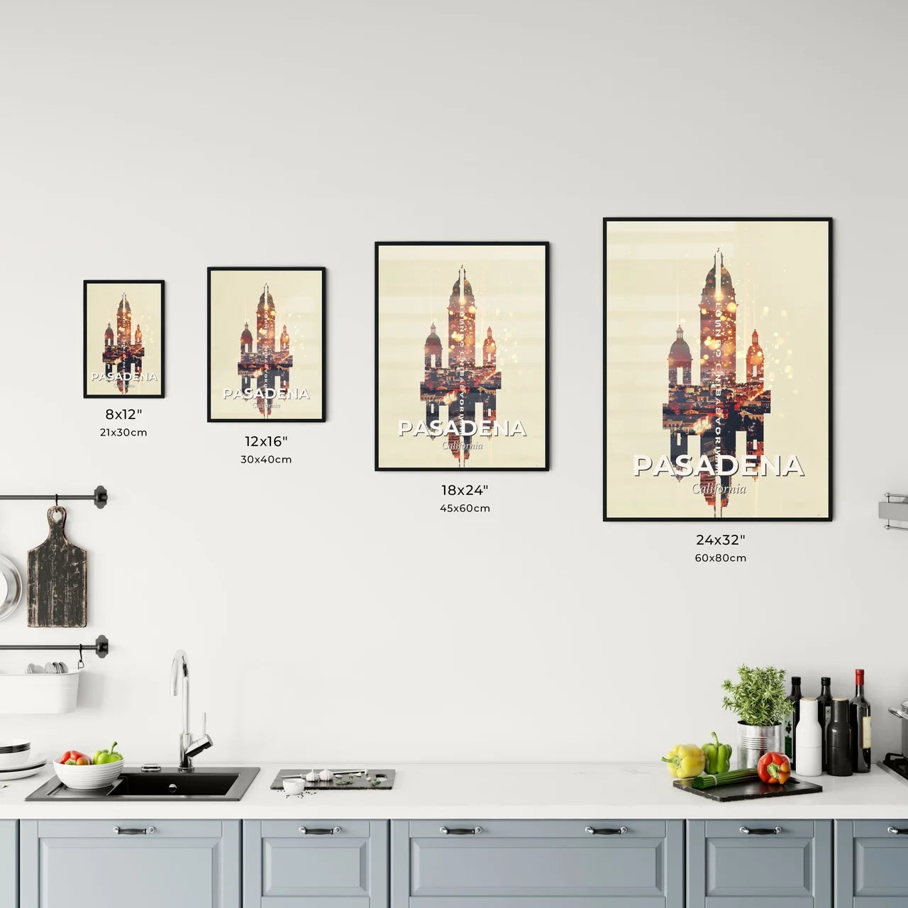 Pasadena Skyline Artistic Double Exposure Poster Office Art