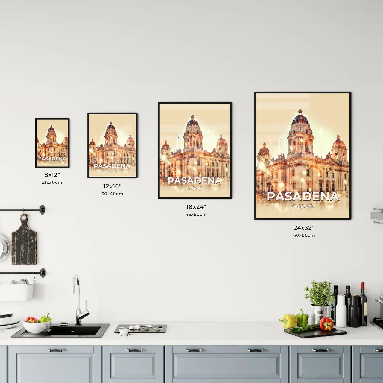 Pasadena City Skyline Double Exposure Poster Art Office Art