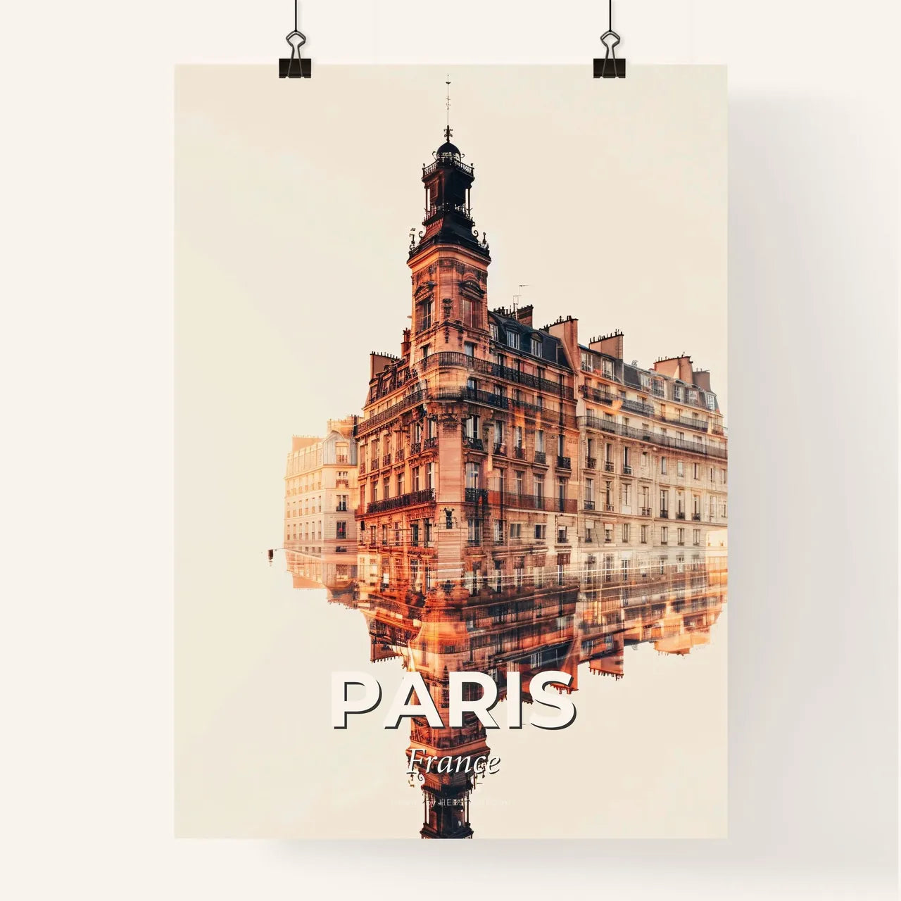 Paris Skyline Double Exposure Cityscape Art Deco Poster Poster