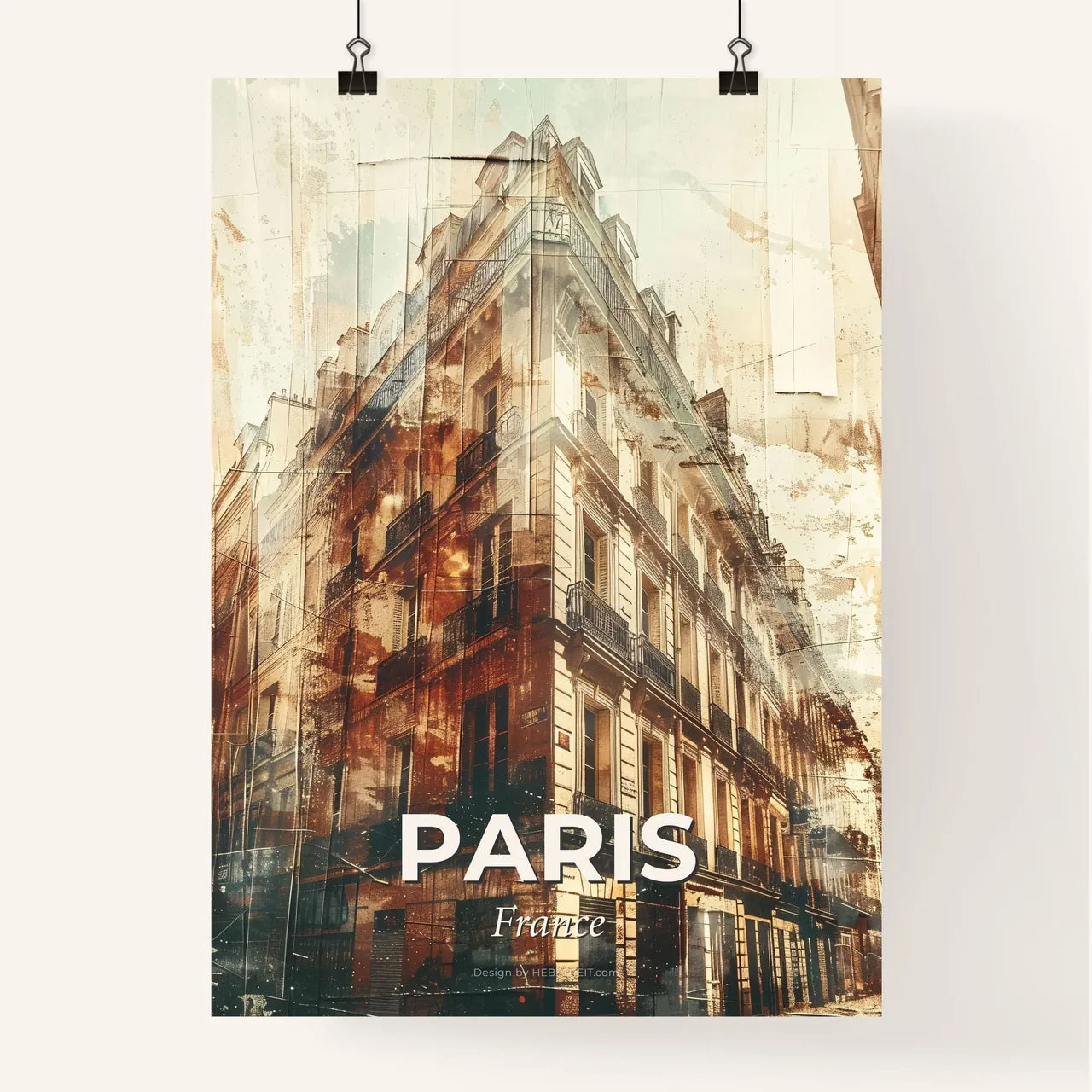 Paris City Skyline Composite Art Poster Design Poster