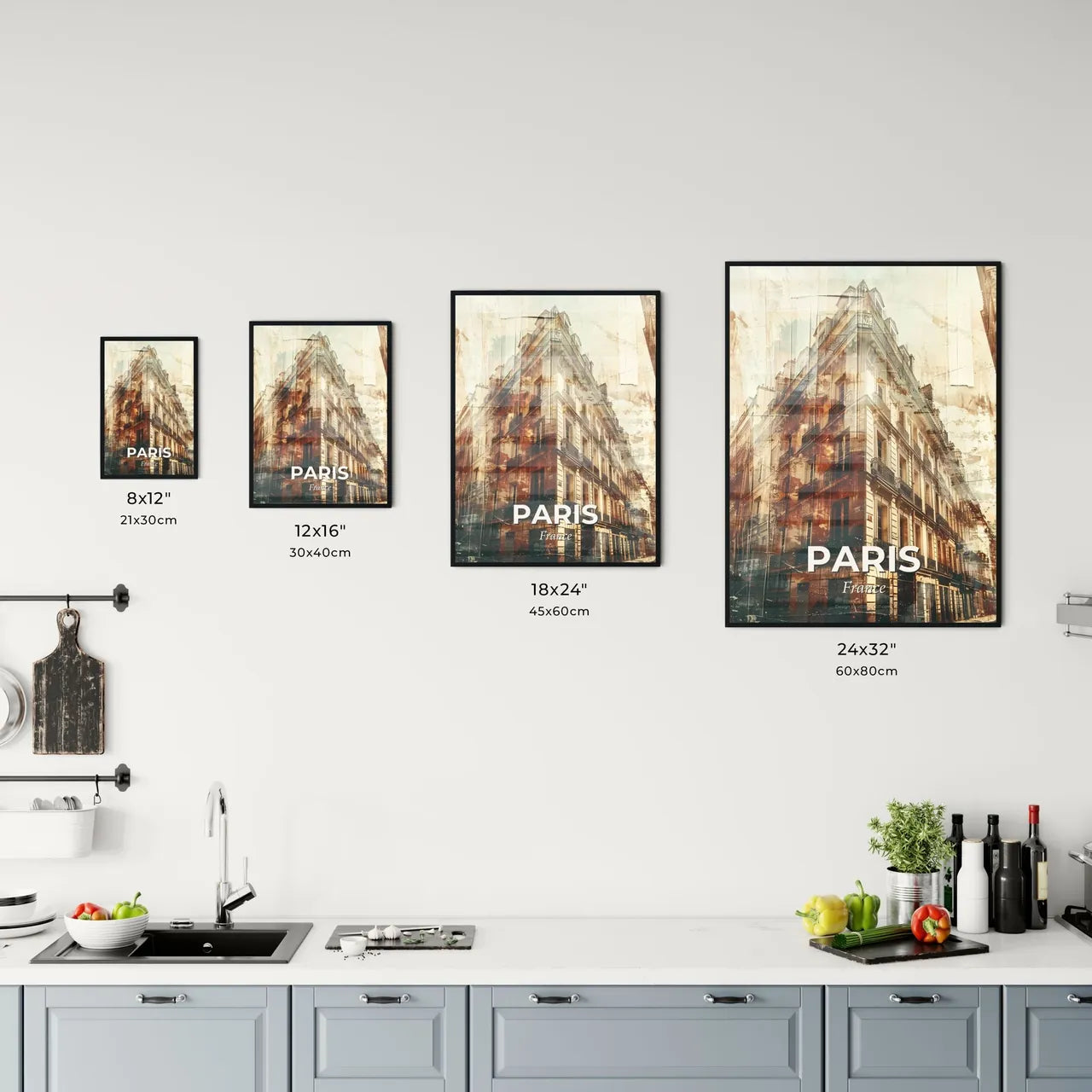 Paris City Skyline Composite Art Poster Design Office Art