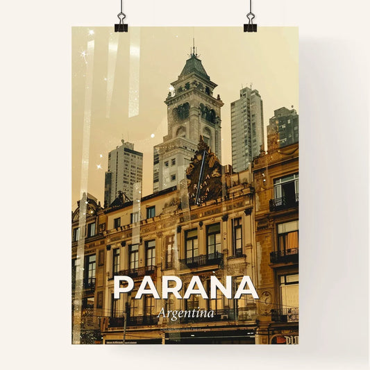 Parana Cityscape Art: Skyline and Icons in Warm Hues Poster