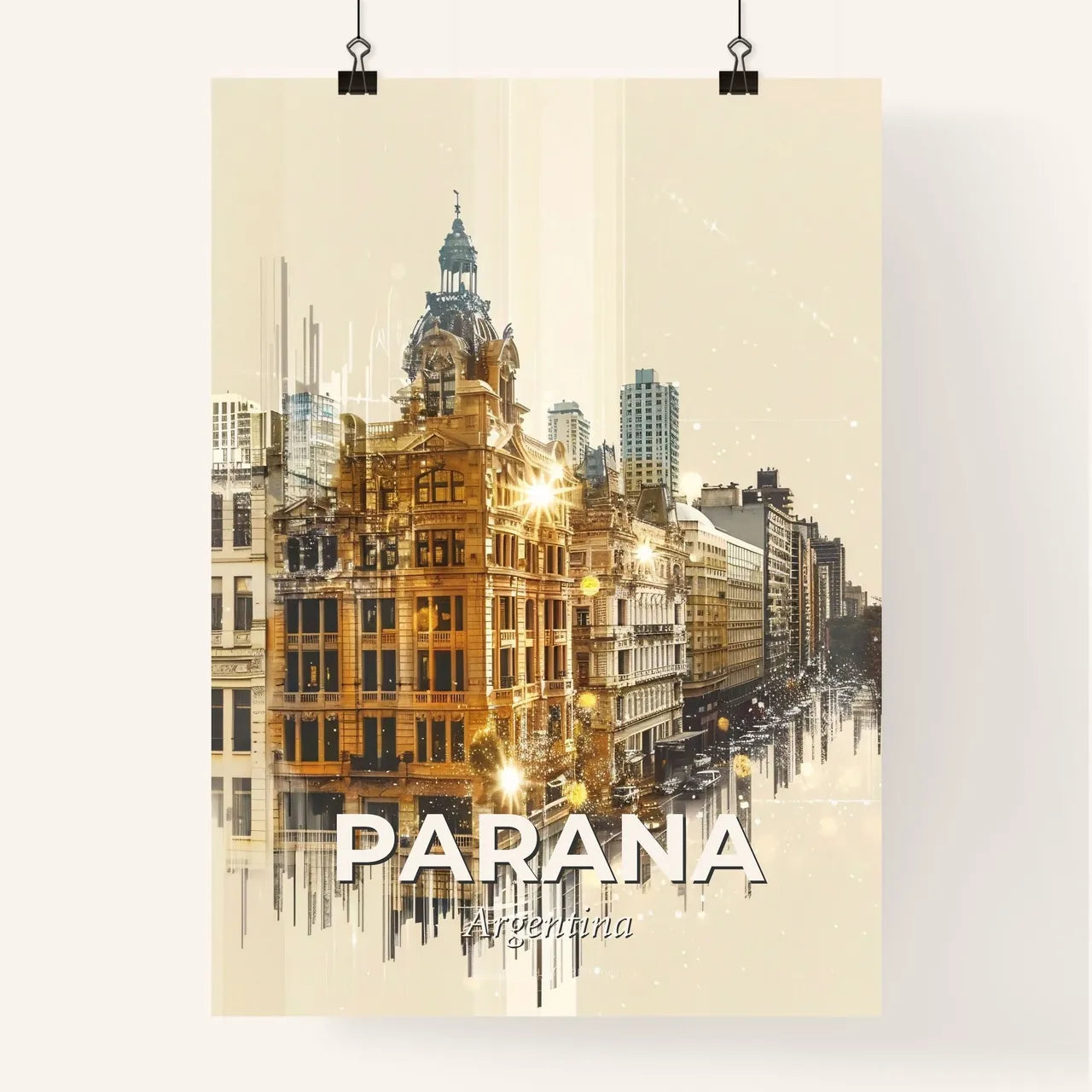 Parana Skyline Double Exposure Art Poster Poster