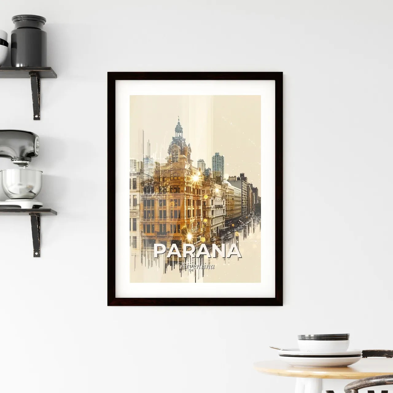 Parana Skyline Double Exposure Art Poster Framed Print