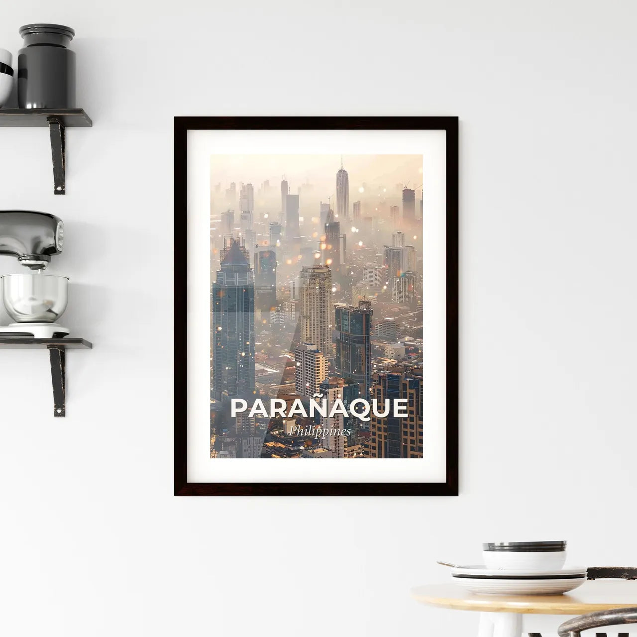 ParaÃ±aque Skyline Double Exposure Composite Art Framed Print