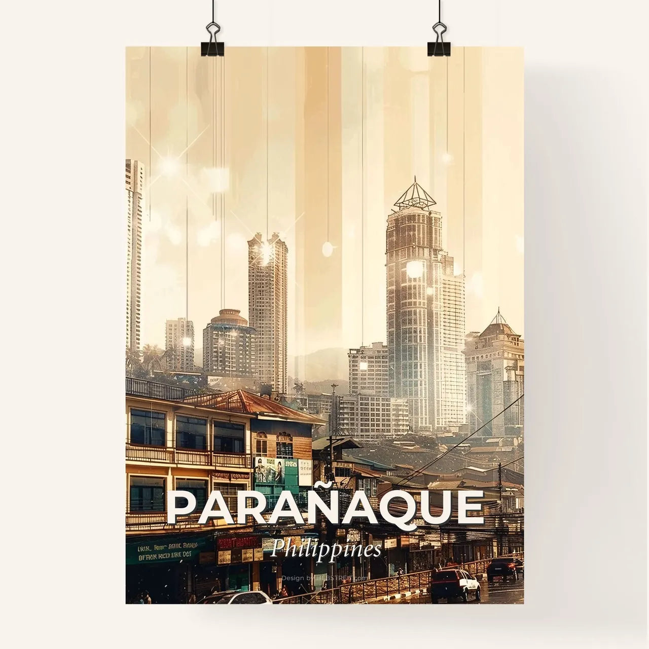 Parañaque Skyline Double Exposure Architecture Poster