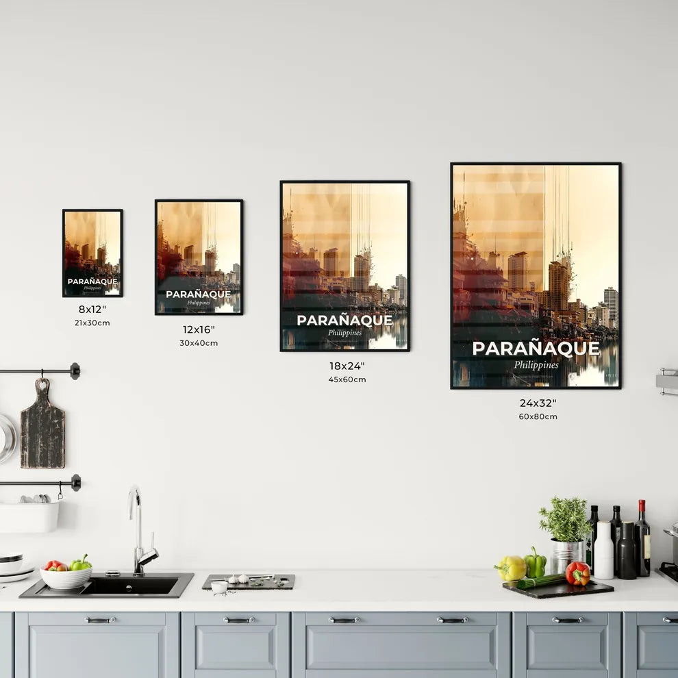 ParaÃ±aque Skyline Double Exposure Artistic Poster Office Art