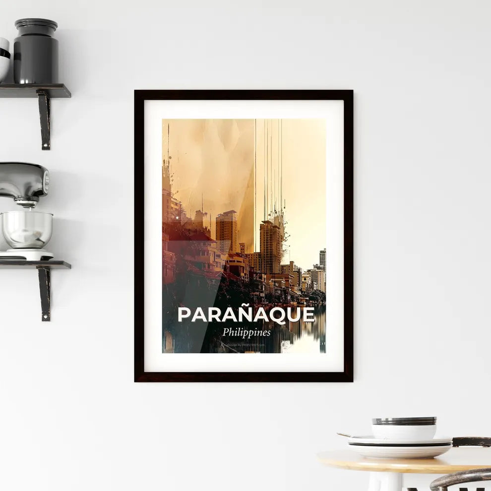 ParaÃ±aque Skyline Double Exposure Artistic Poster Framed Print